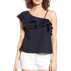 NWT JOA Ruffle One Shoulder Top